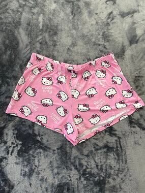 Sanrio Hello Kitty Pink All Over Print Knit Pajama Sleep Shorts Size Medium